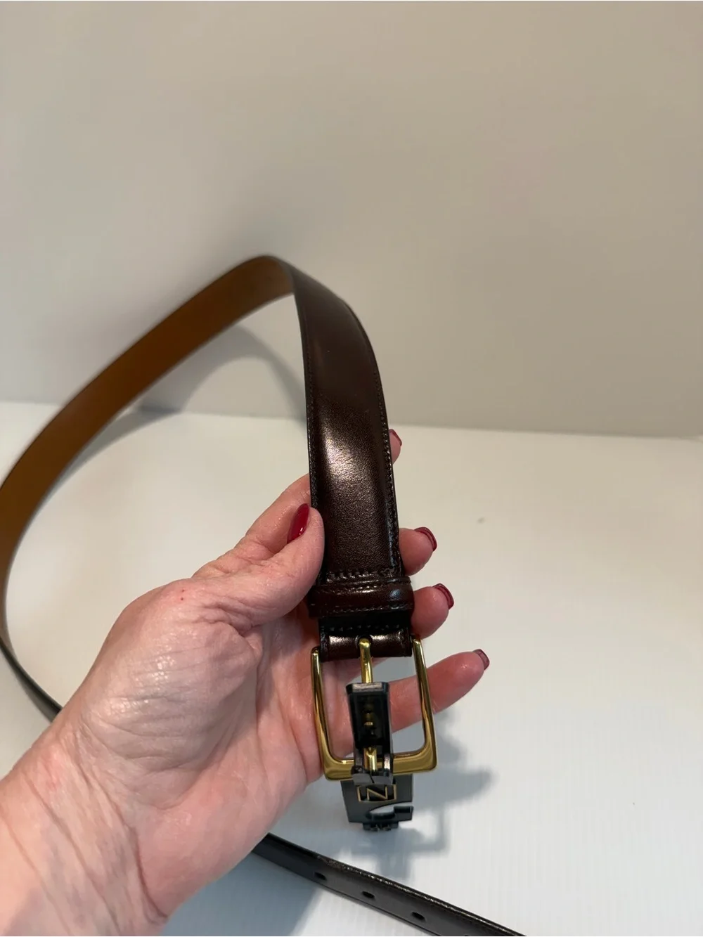 VTG Trafalgar Cortina Leather Dress Belt Gold Hardware 36